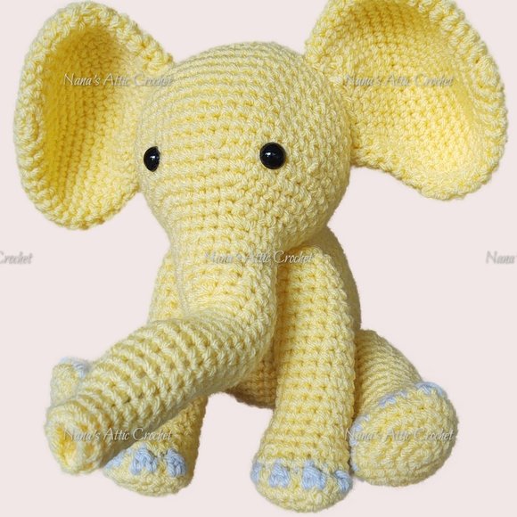 Hand Crochet Stuffed Baby Elephant, made by me - Picture 6 of 7